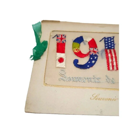 1919 Souvenir de France Floral Embroidered Color Antique Postcard Booklet - Picture 2 of 10